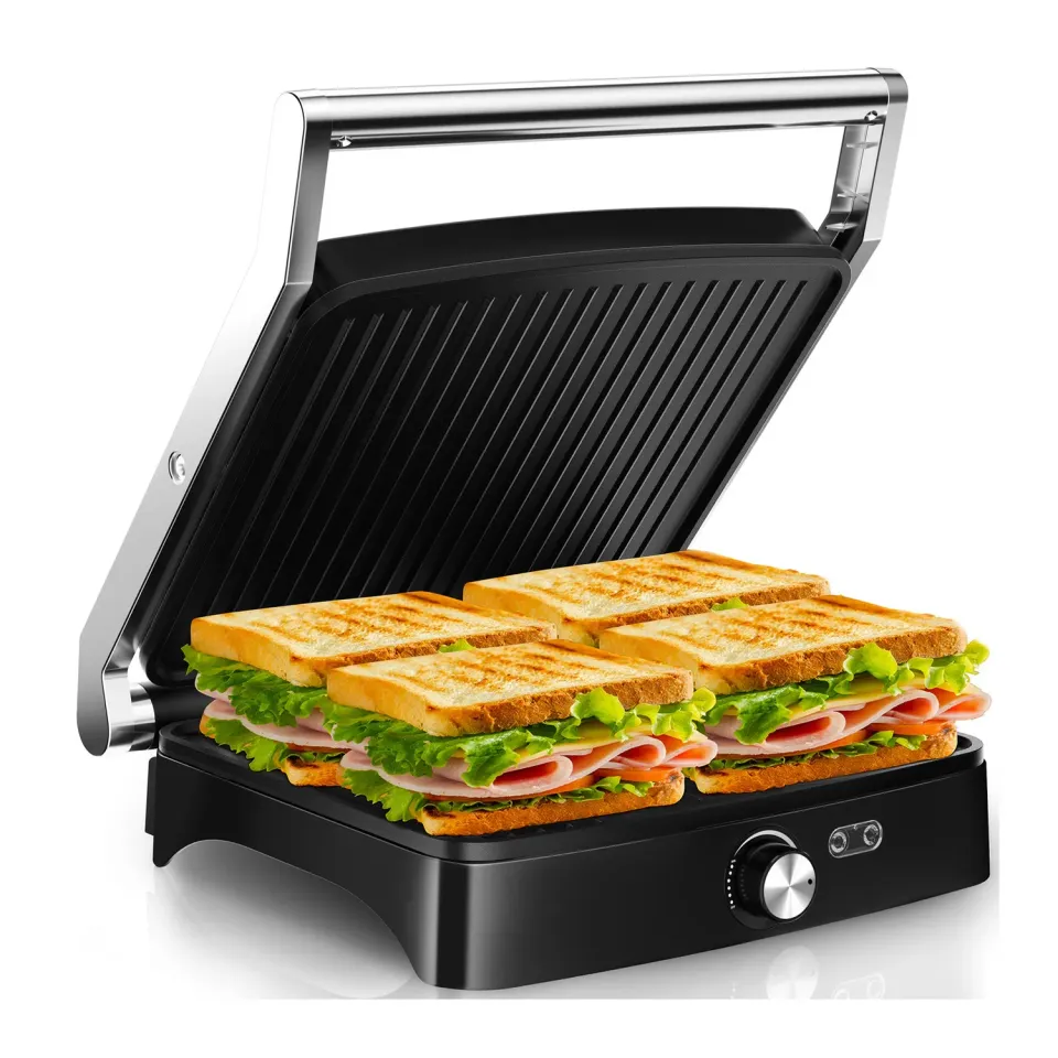 YASHE Grille-Panini 2000W 4 Tranches Plaques 28x25cm