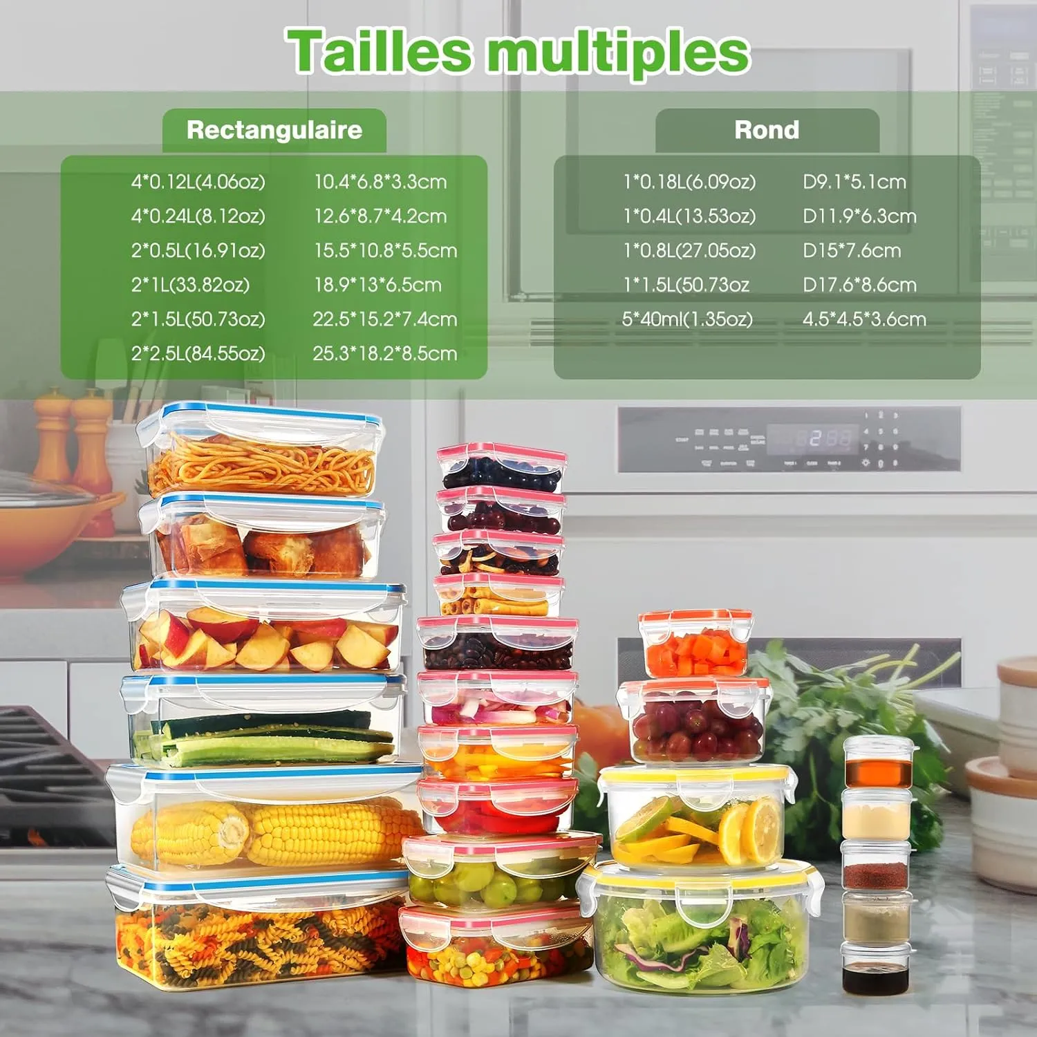 YASHE Boîte Conservation Alimentaire 50 Pièces Sans BPA Hermétique