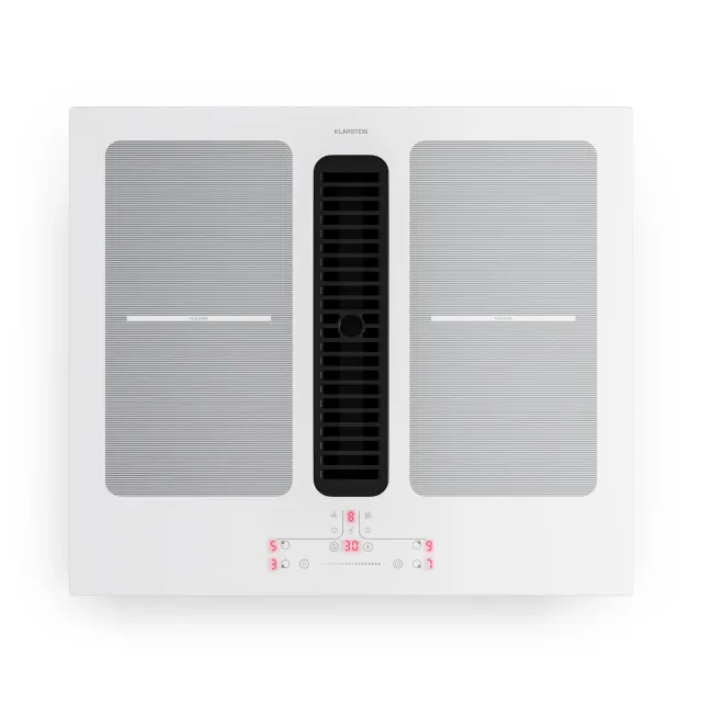 Klarstein Full House plaque induction 60 cm blanc hotte