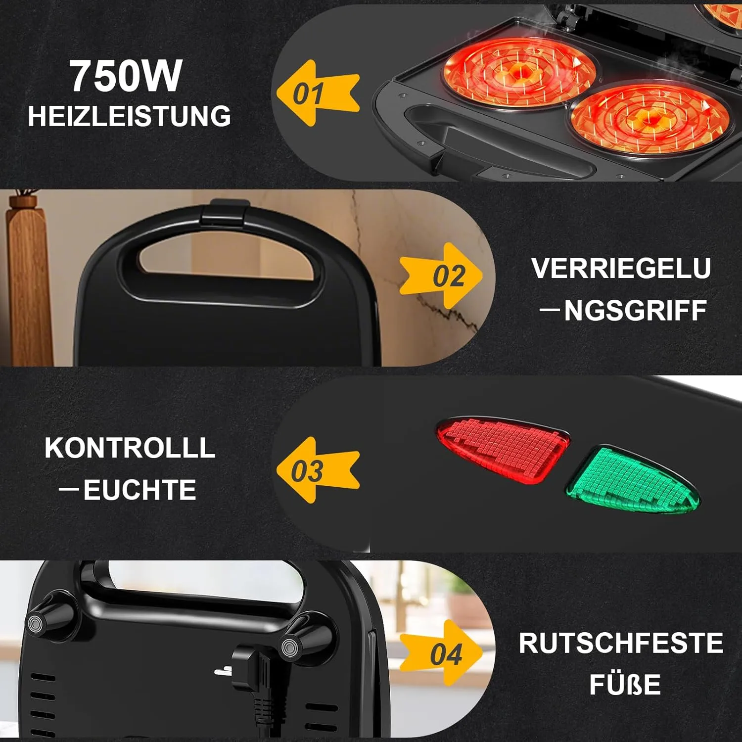 YASHE Mini Gaufrier Double gaufrier antiadhésif