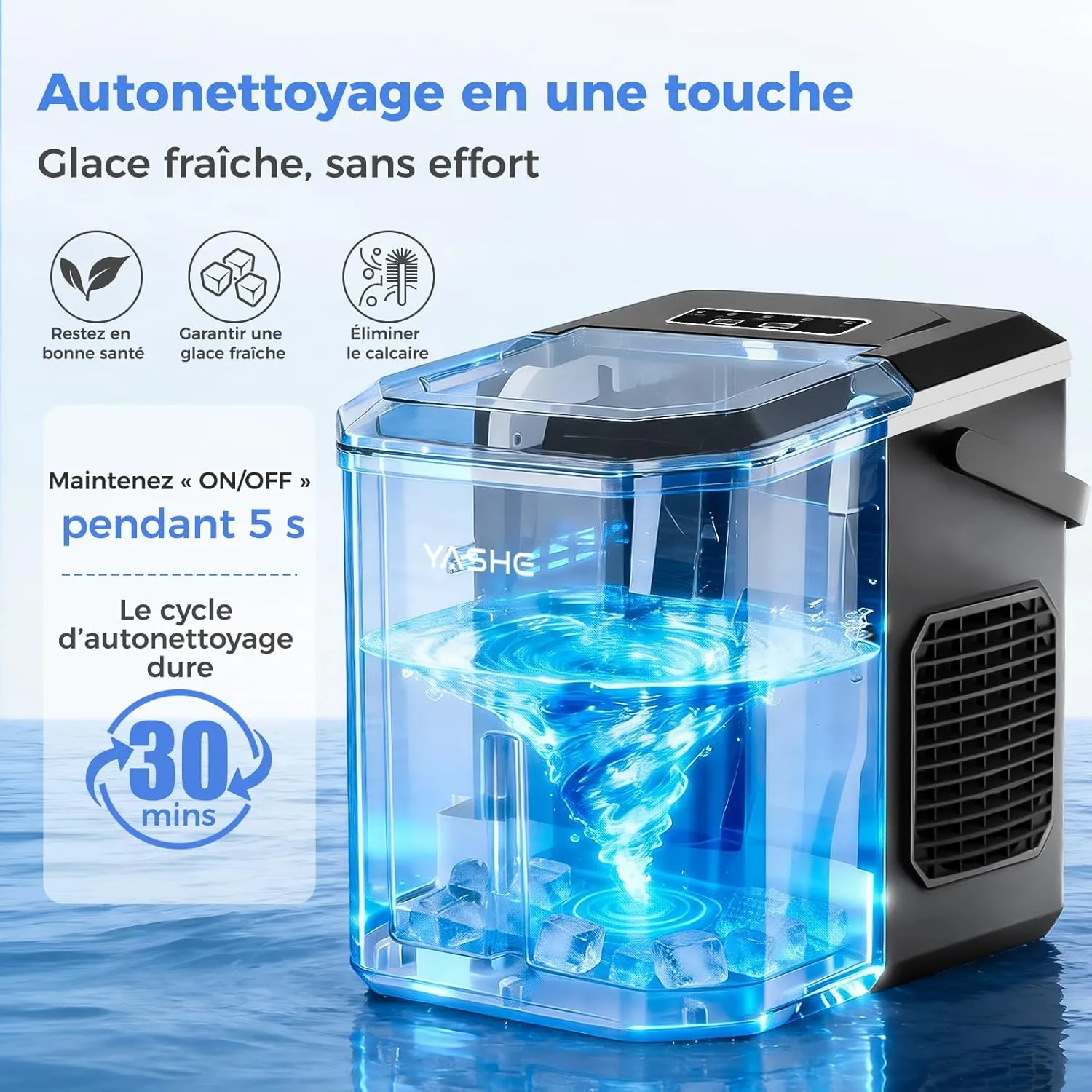 YASHE Machine à Glaçons Sphères 2 Tailles Portable