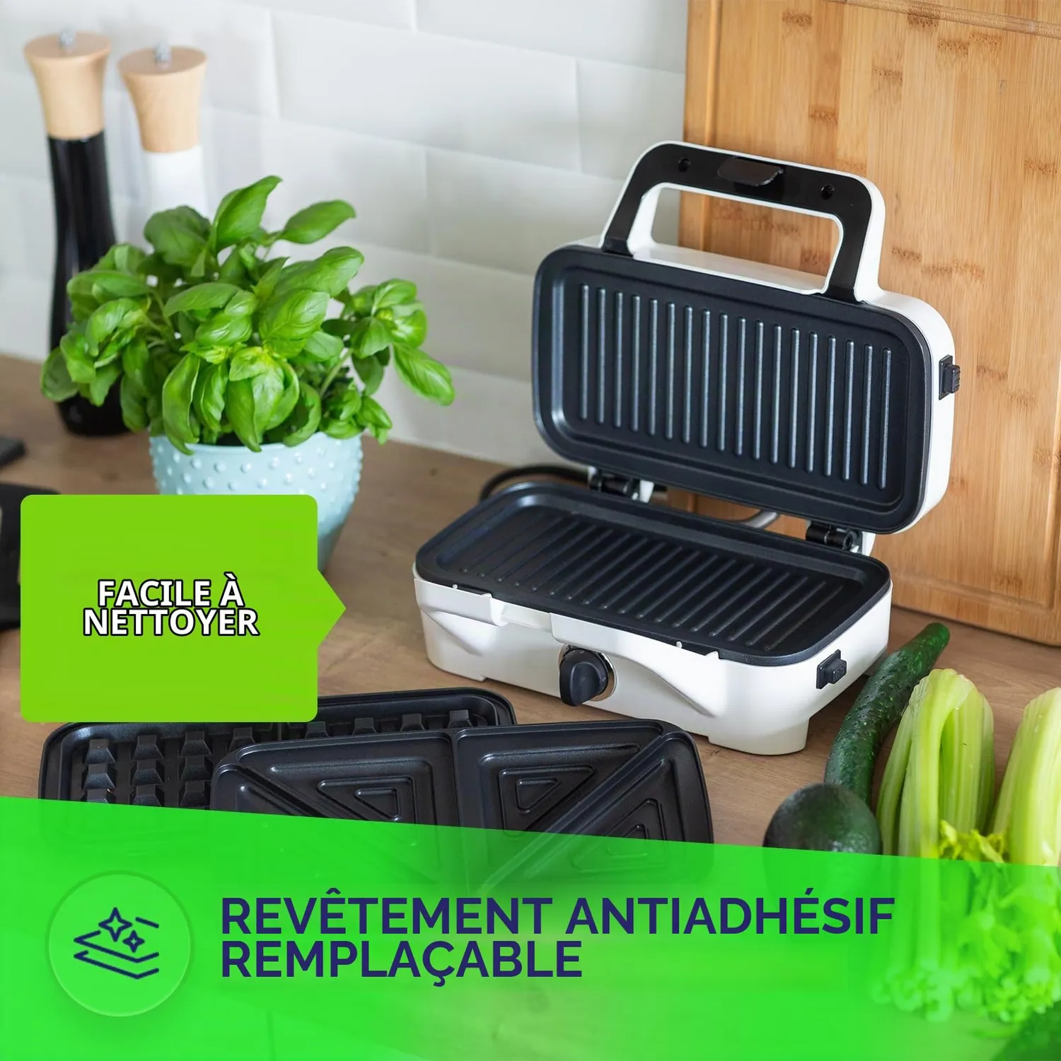 MPM MOP-33M appareil à sandwichs 3 en 1 1200W grill