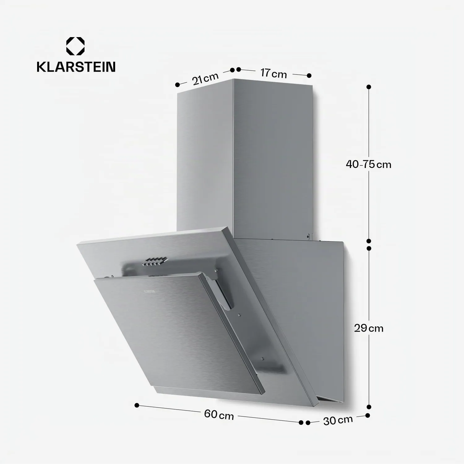 Klarstein Athena hotte inclinée 60 cm inox 254 m³/h