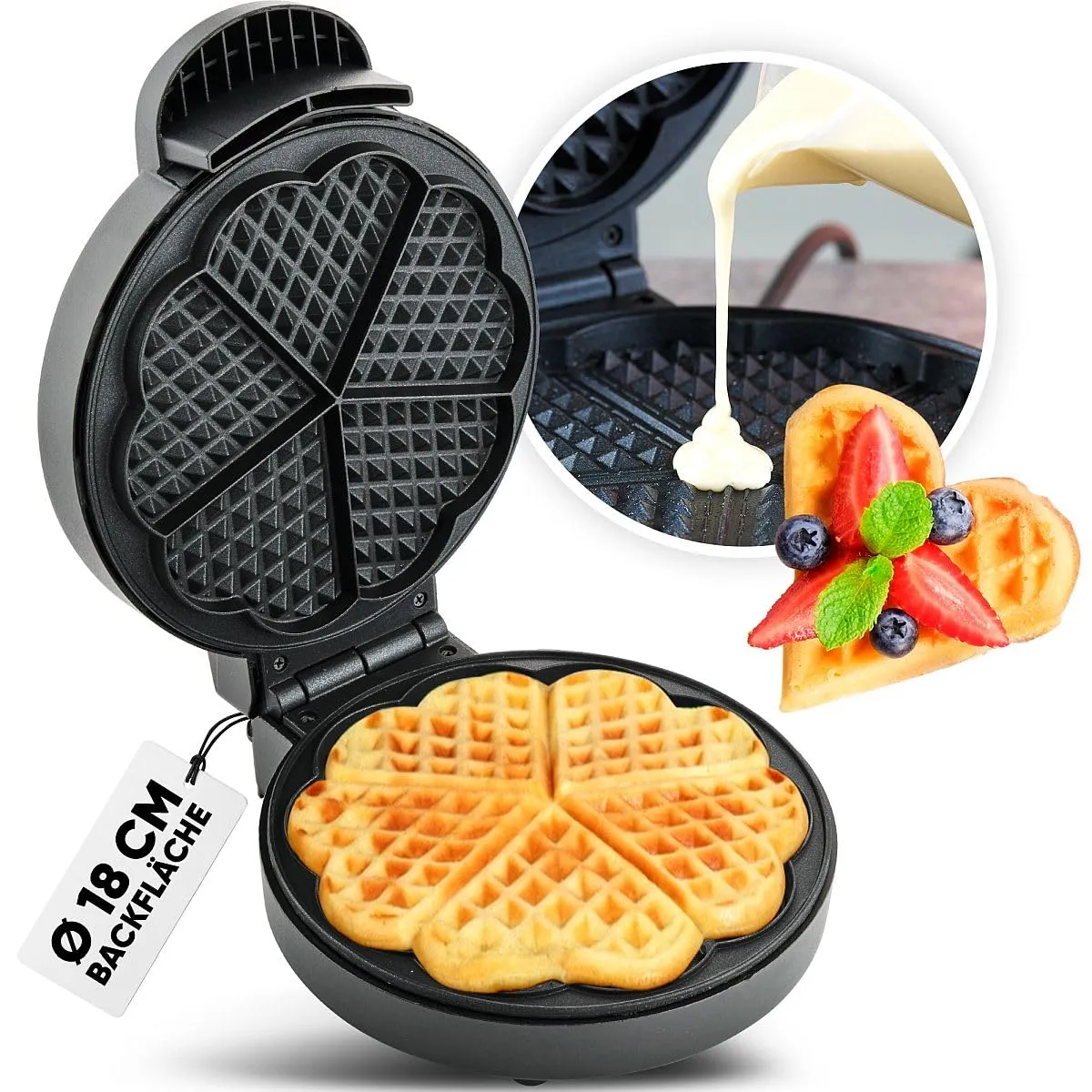 Clatronic WA 3492 gaufrier cœur 18 cm 1000 W