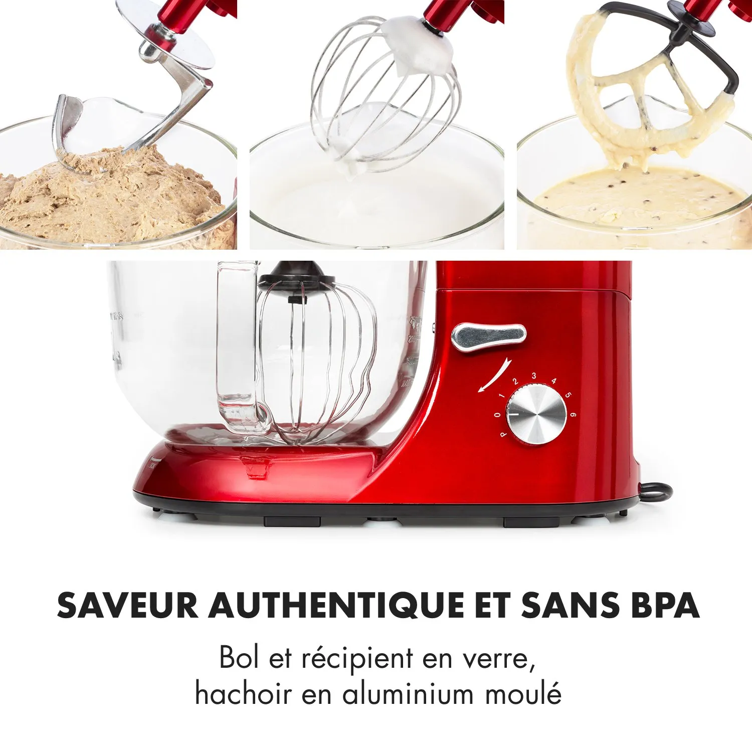 Klarstein robot pâtissier multifonction 5 L 2000 W 6 vitesses