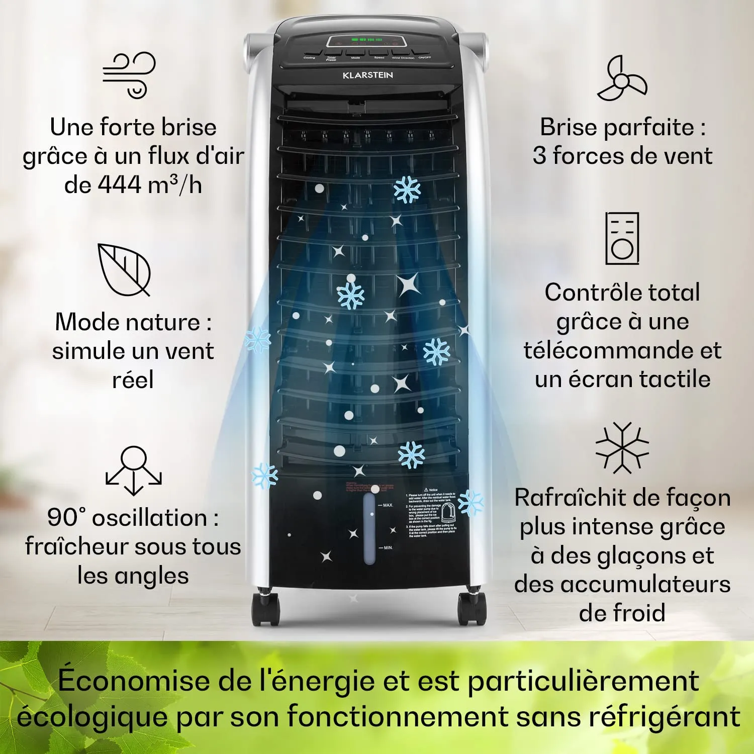 Klarstein Rafraichisseur Air 4 en 1 Climatiseur 6L Ioniseur