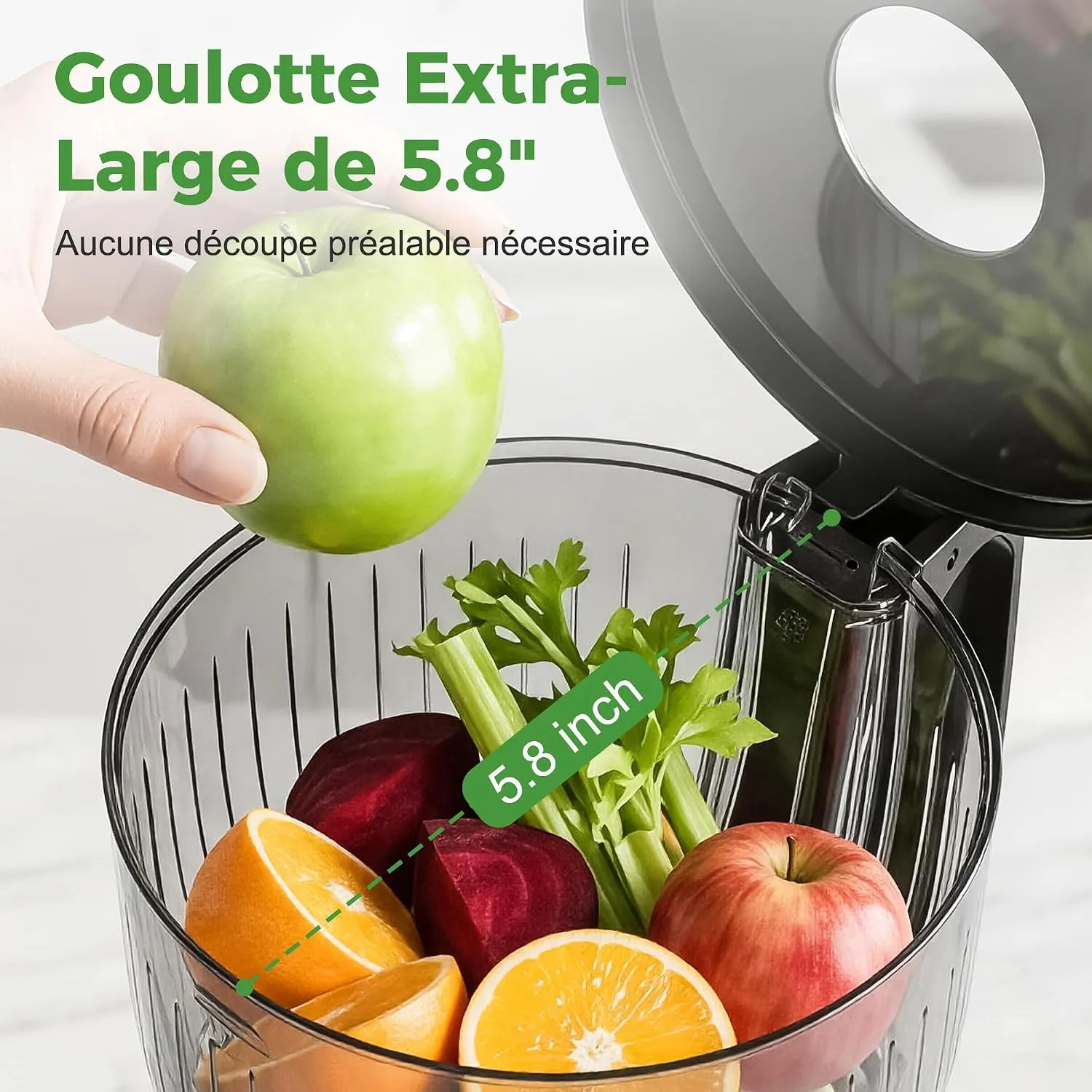 YASHE Extracteur Lent 300W extracteur de jus 148 mm fruits entiers
