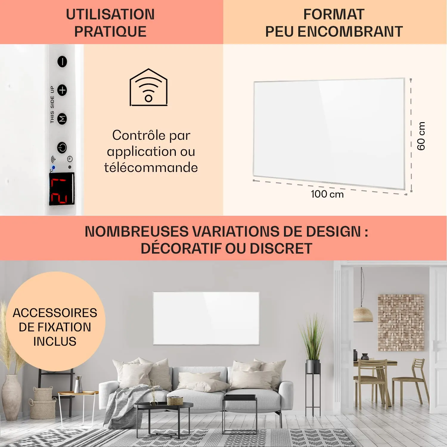Klarstein Wonderwall Smart radiateur infrarouge 600W WiFi