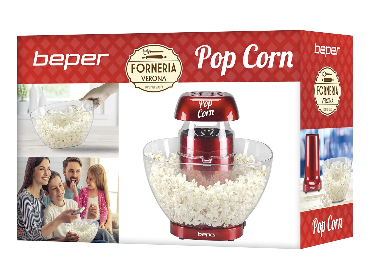Beper P101CUD052 machine à pop-corn air chaud rouge