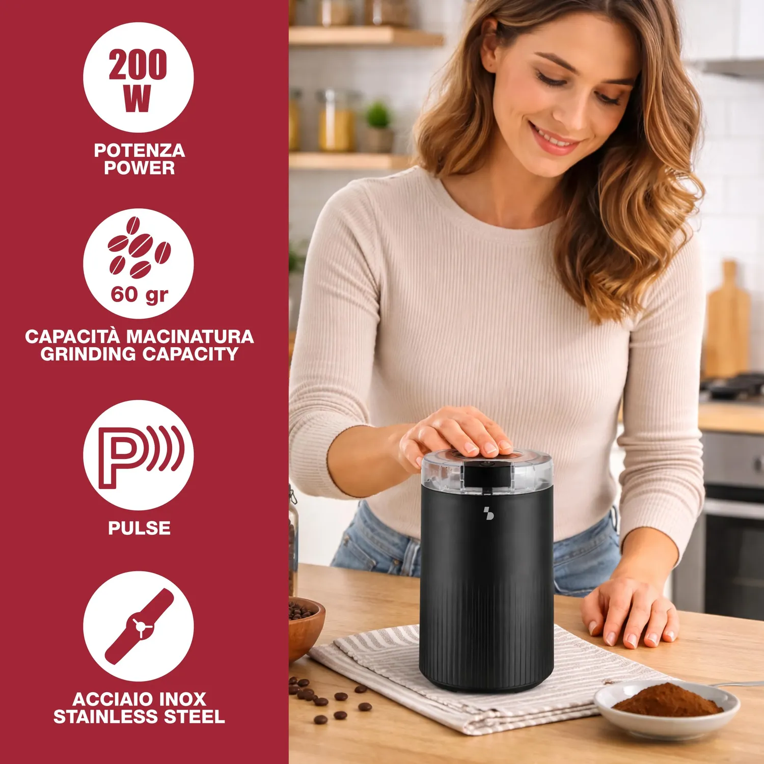 Beper P102ROB120 moulin à café électrique 200W noir 60 g