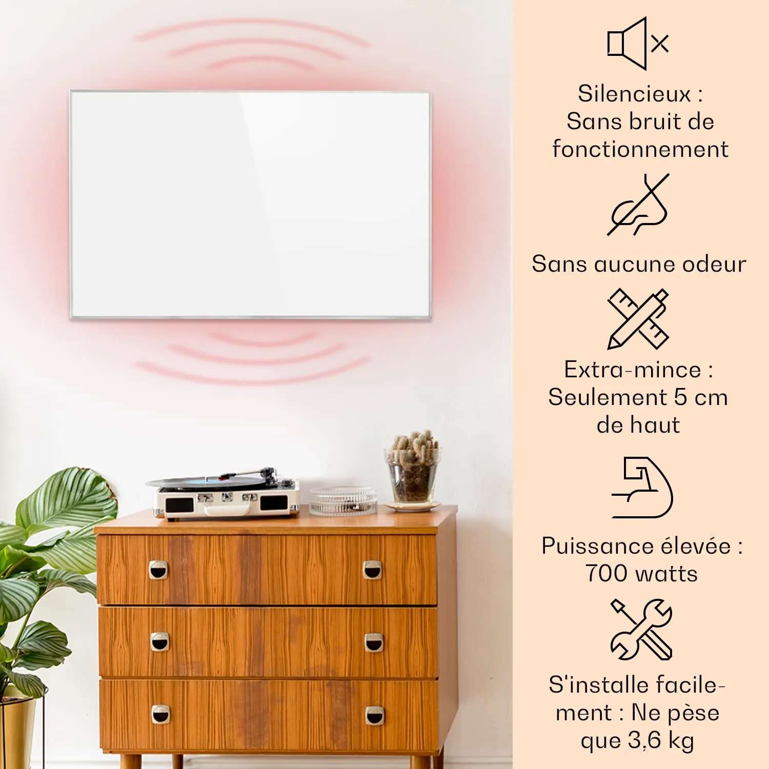 Klarstein Wonderwall Smart radiateur infrarouge 600W WiFi