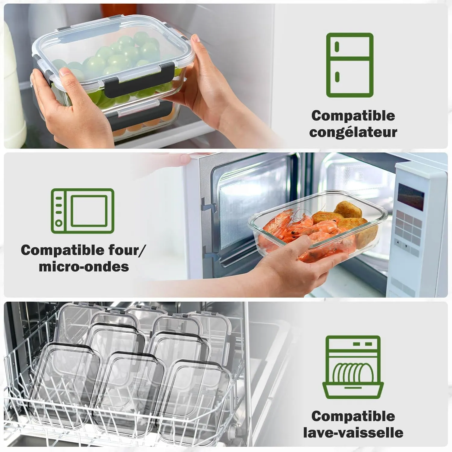 YASHE Lunch Box Verre lot de 12 réutilisables