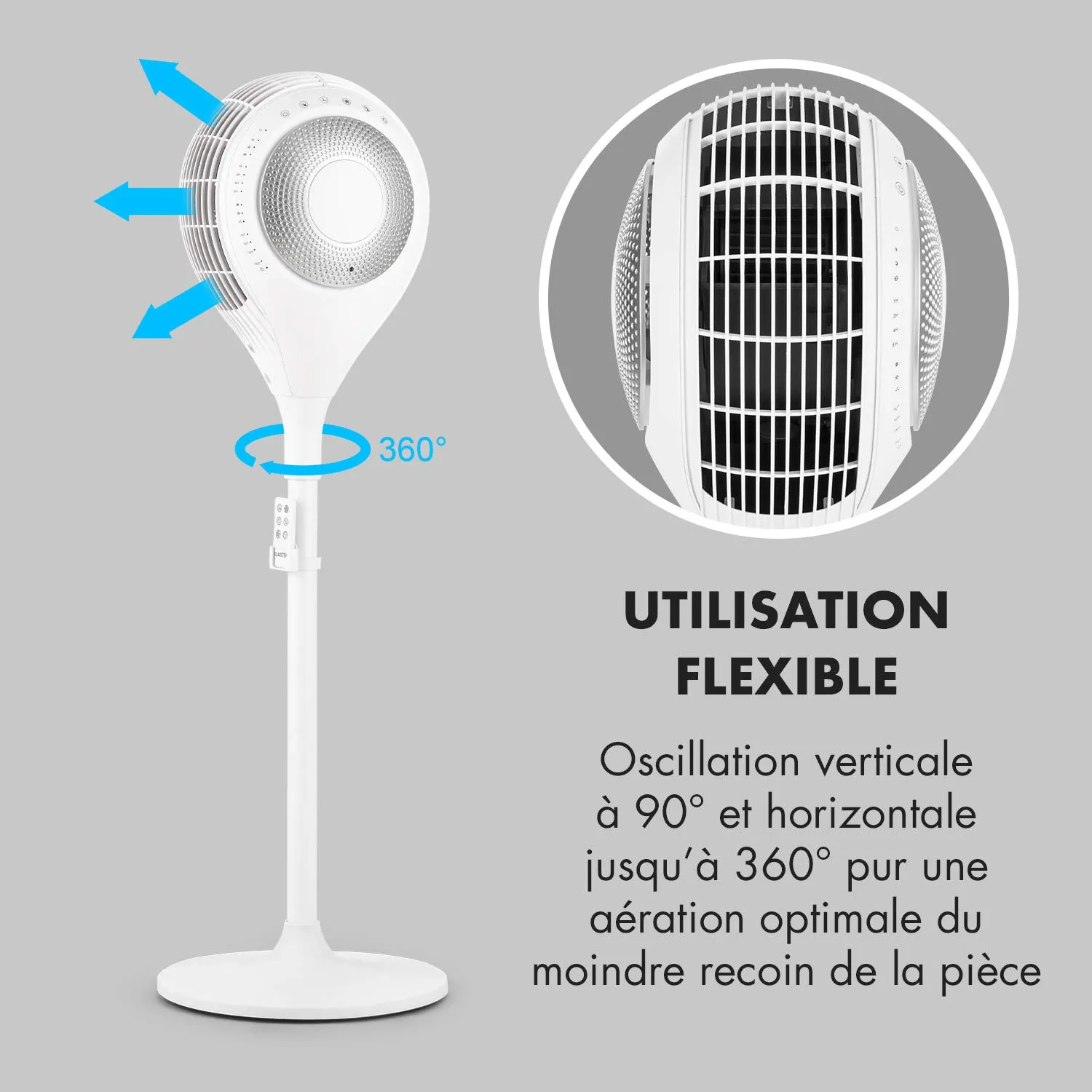 Klarstein Airflex ventilateur sur pied blanc 56 W