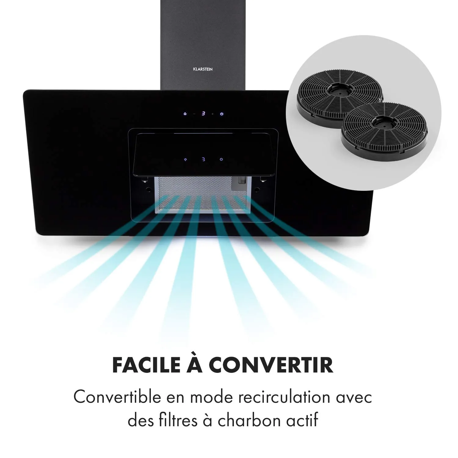 Klarstein Sofia hotte aspirante 90 cm noir 300 m³/h