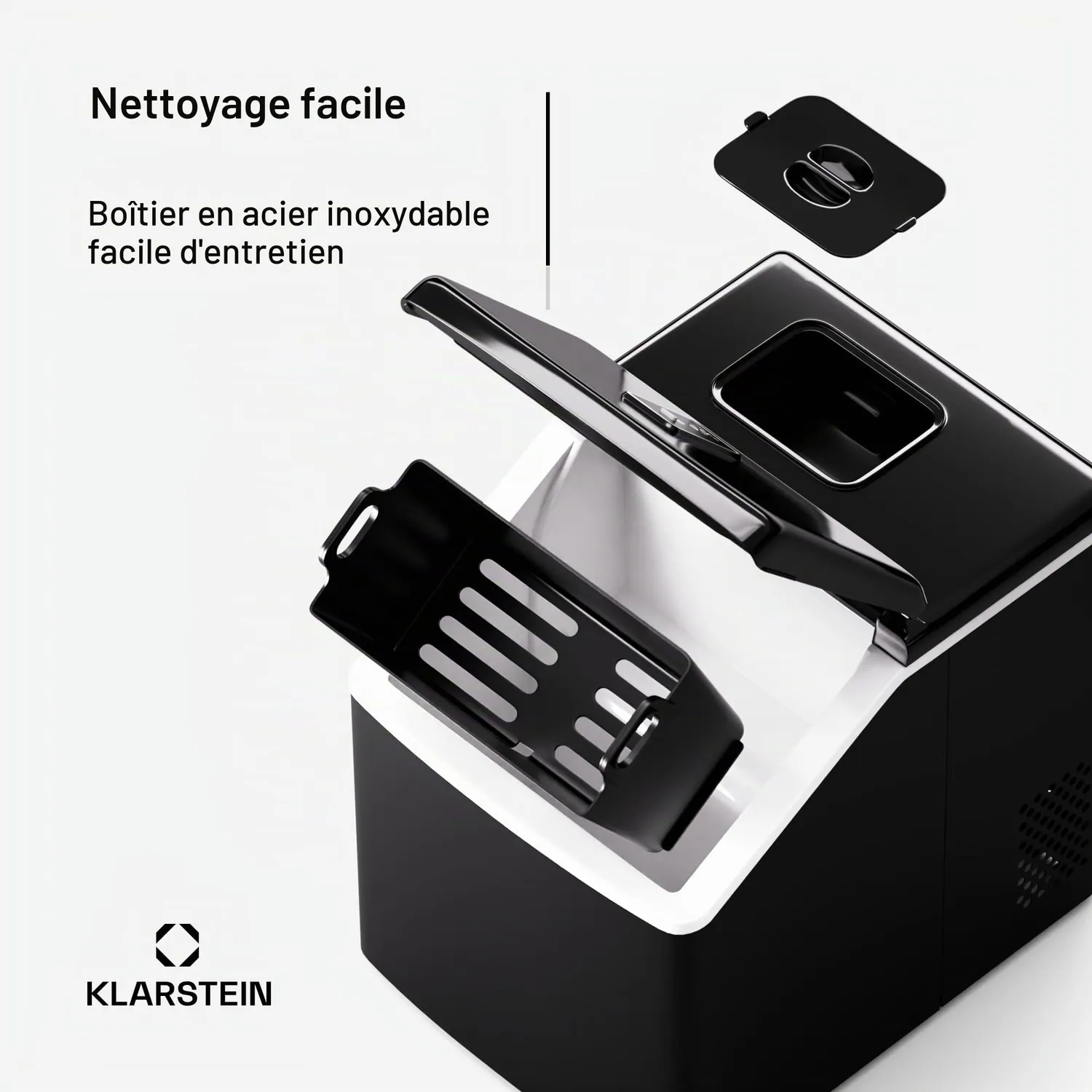 Klarstein Clearcube machine à glaçons inox 13 kg glaçons transparents