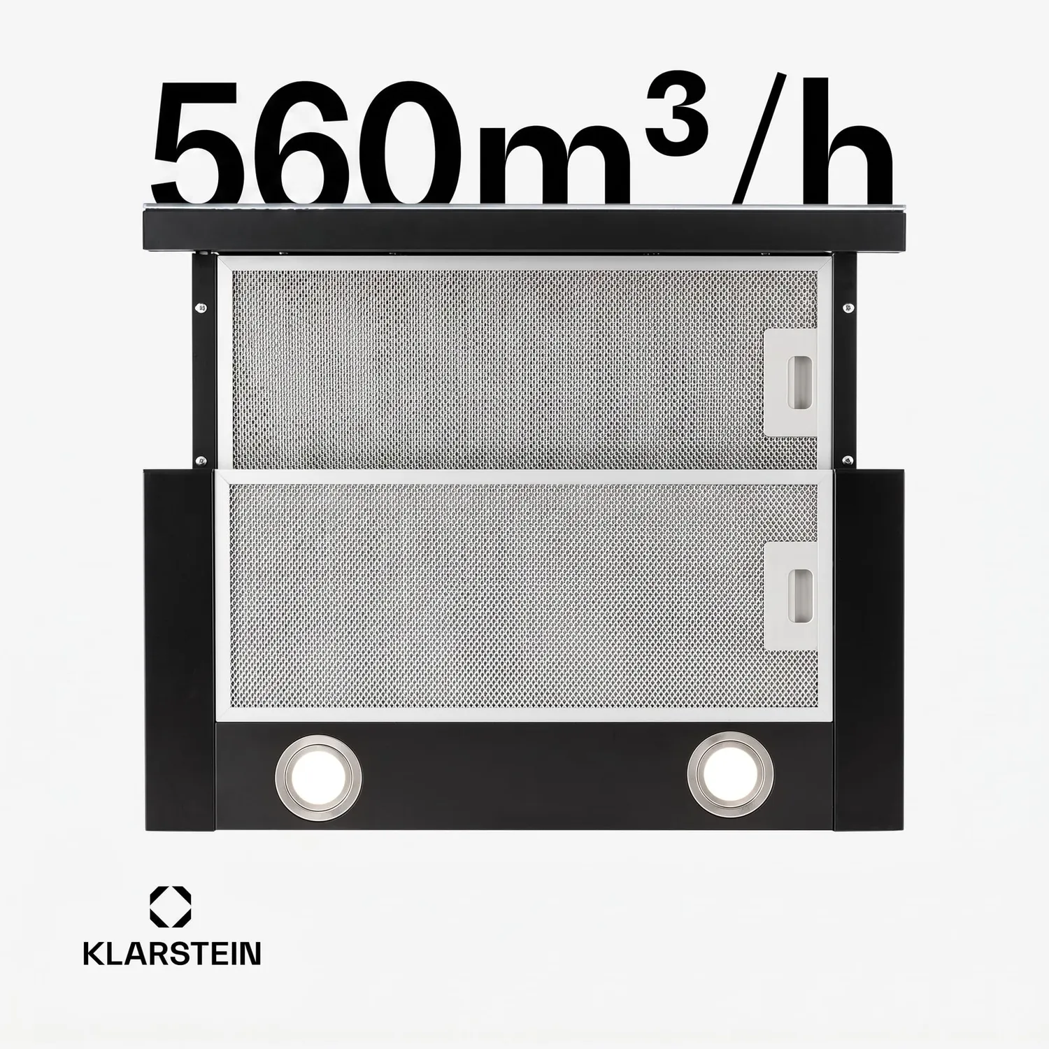 Klarstein Vinea hotte tiroir noire 610 m3/h extra-plate