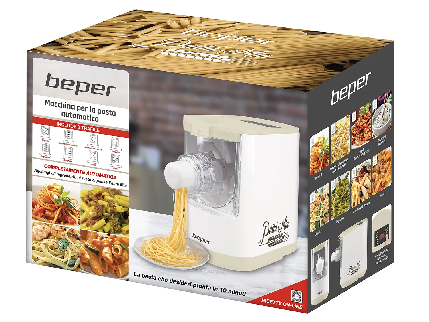 Beper P102SBA500 Machine à Pâtes Automatique 320 g 8 Filières