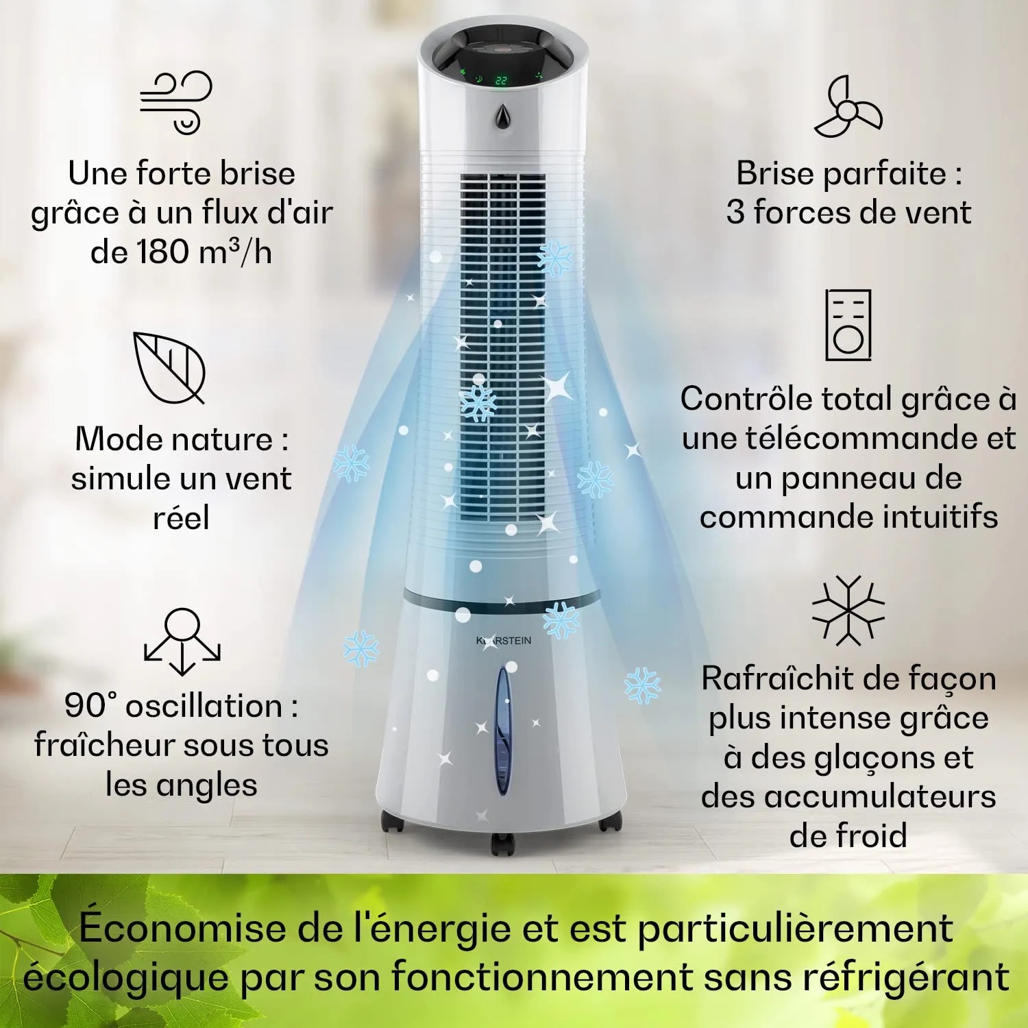Klarstein rafraîchisseur d'air 5 en 1 45W 6L ioniseur