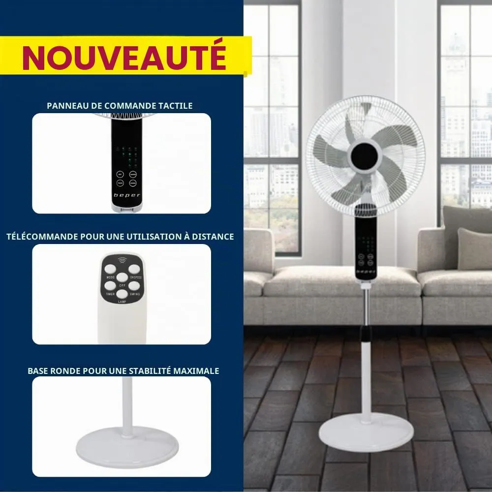 Beper VE.112 ventilateur sur pied tactile 45 cm télécommande