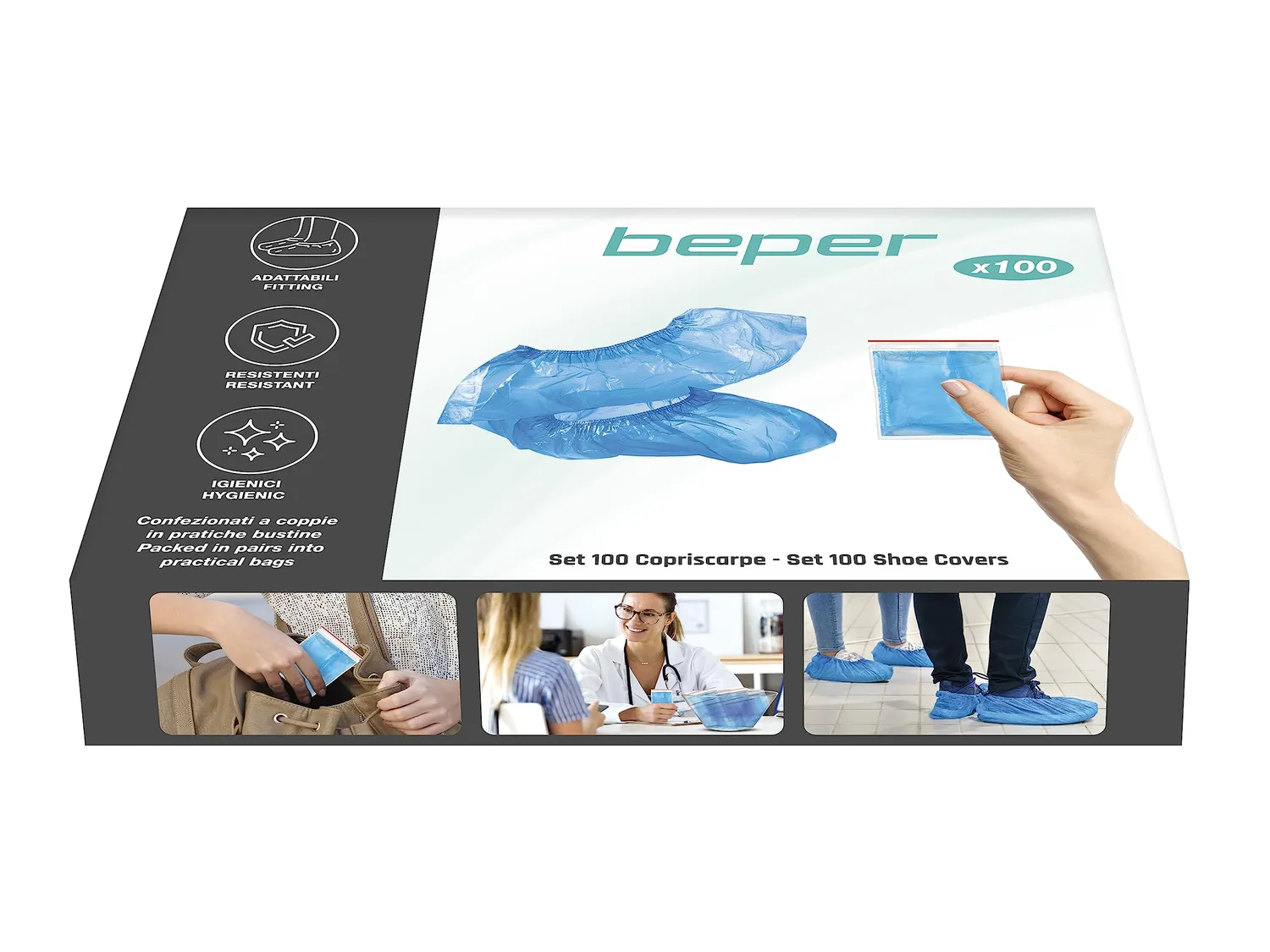 Beper C206UTI006 couvre-chaussures jetables bleus x100