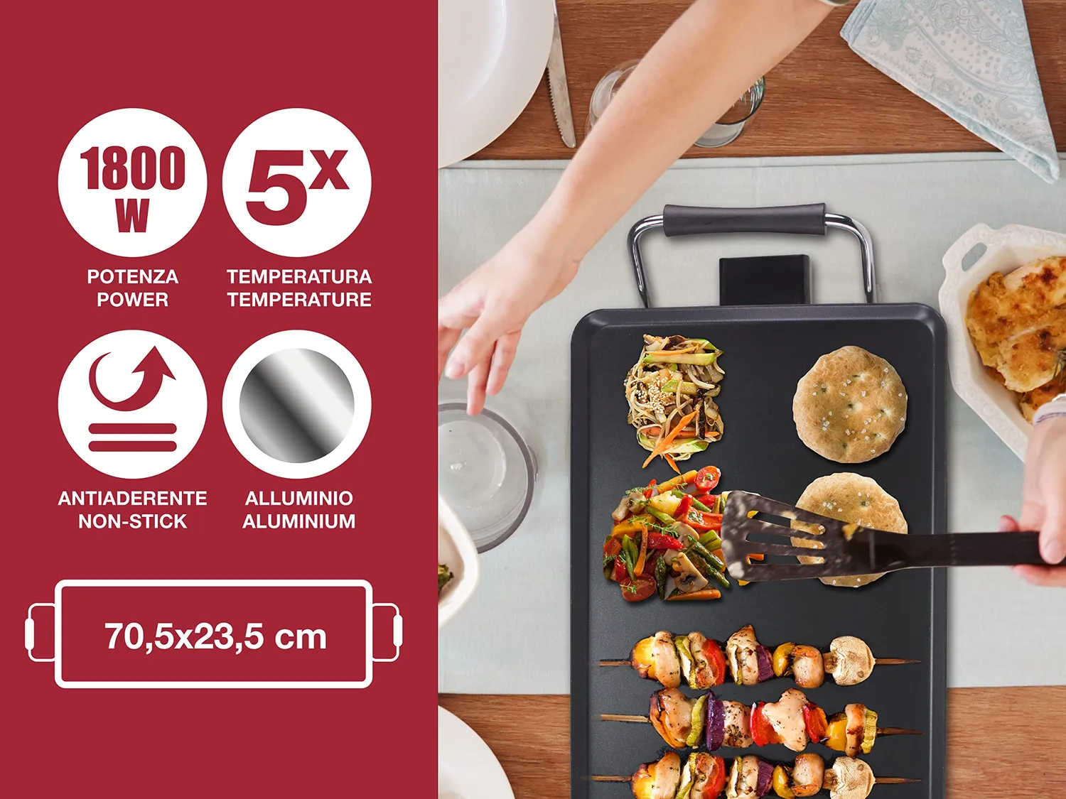 Beper 90.386 plaque teppanyaki électrique XXL 70 cm