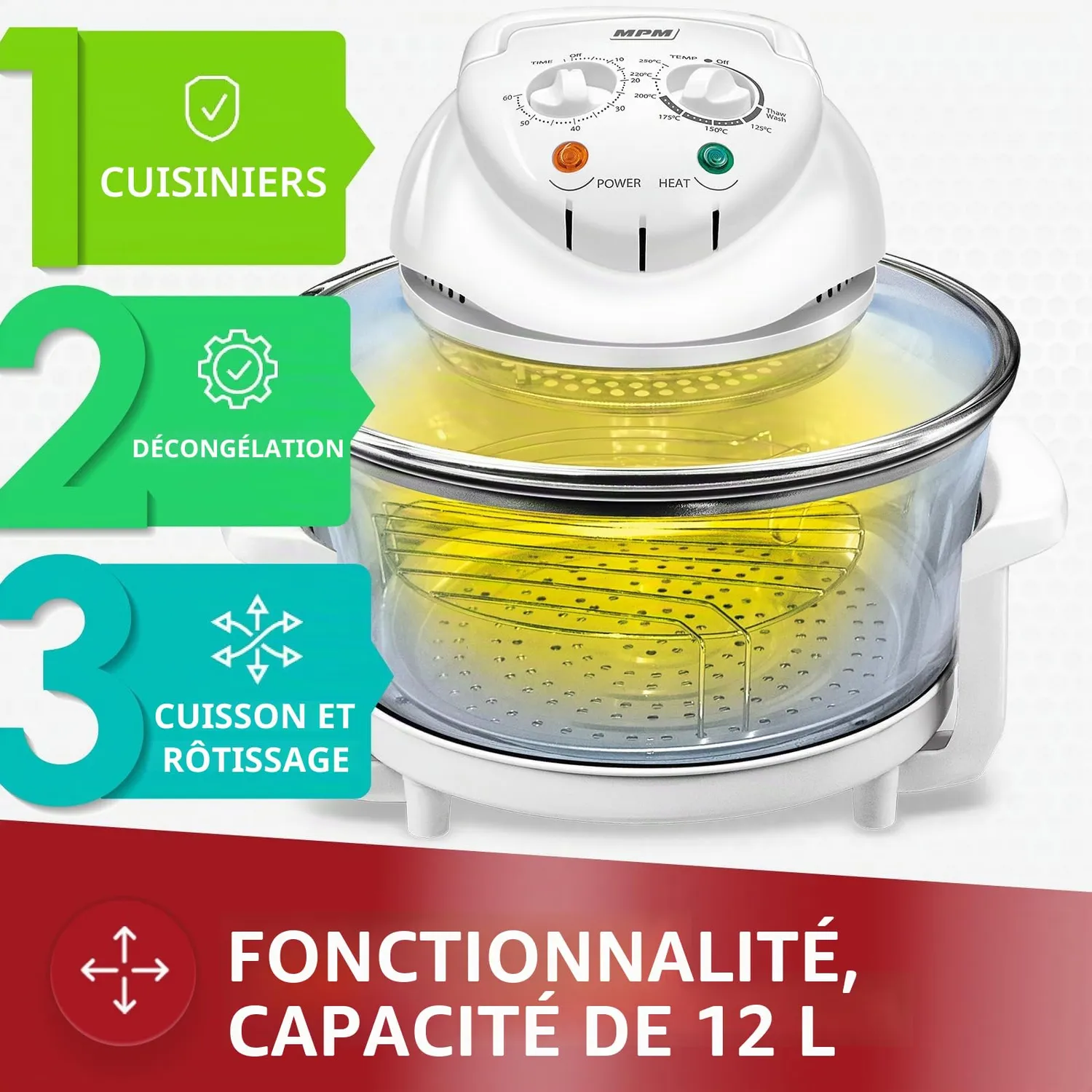 MPM MKO-02 four halogène combi 11,3L 1400W