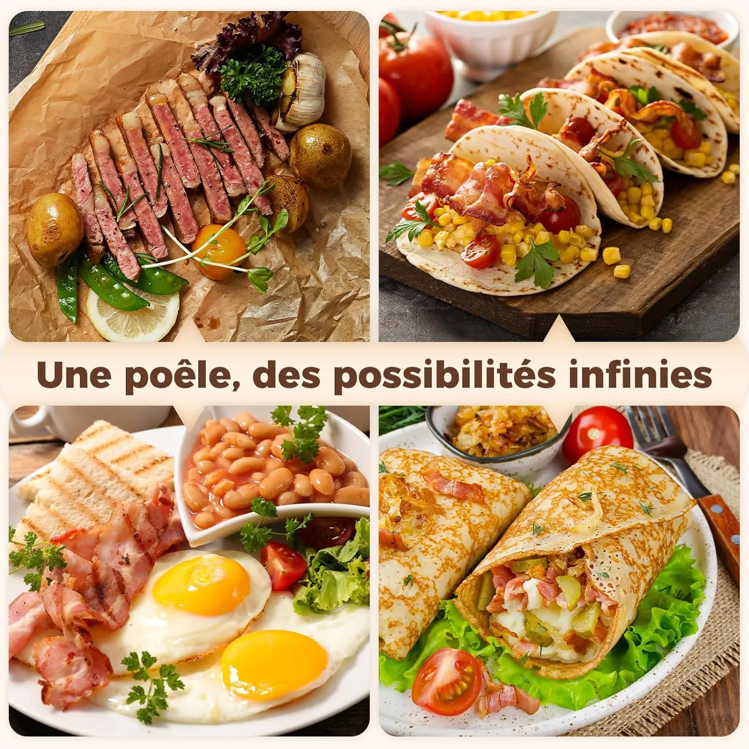 YASHE Crêpière 26 cm poêle à crêpes induction antiadhésive