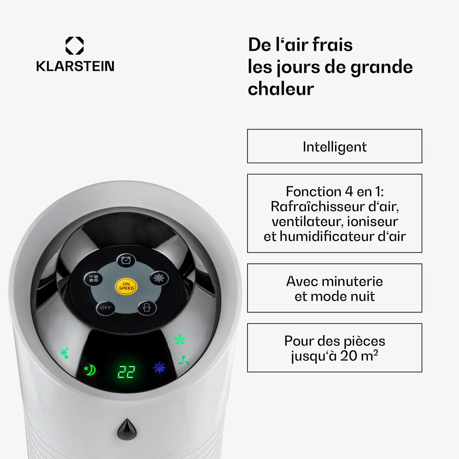 Klarstein Skyscraper Ice Smart Rafraîchisseur 6L Gris Clair