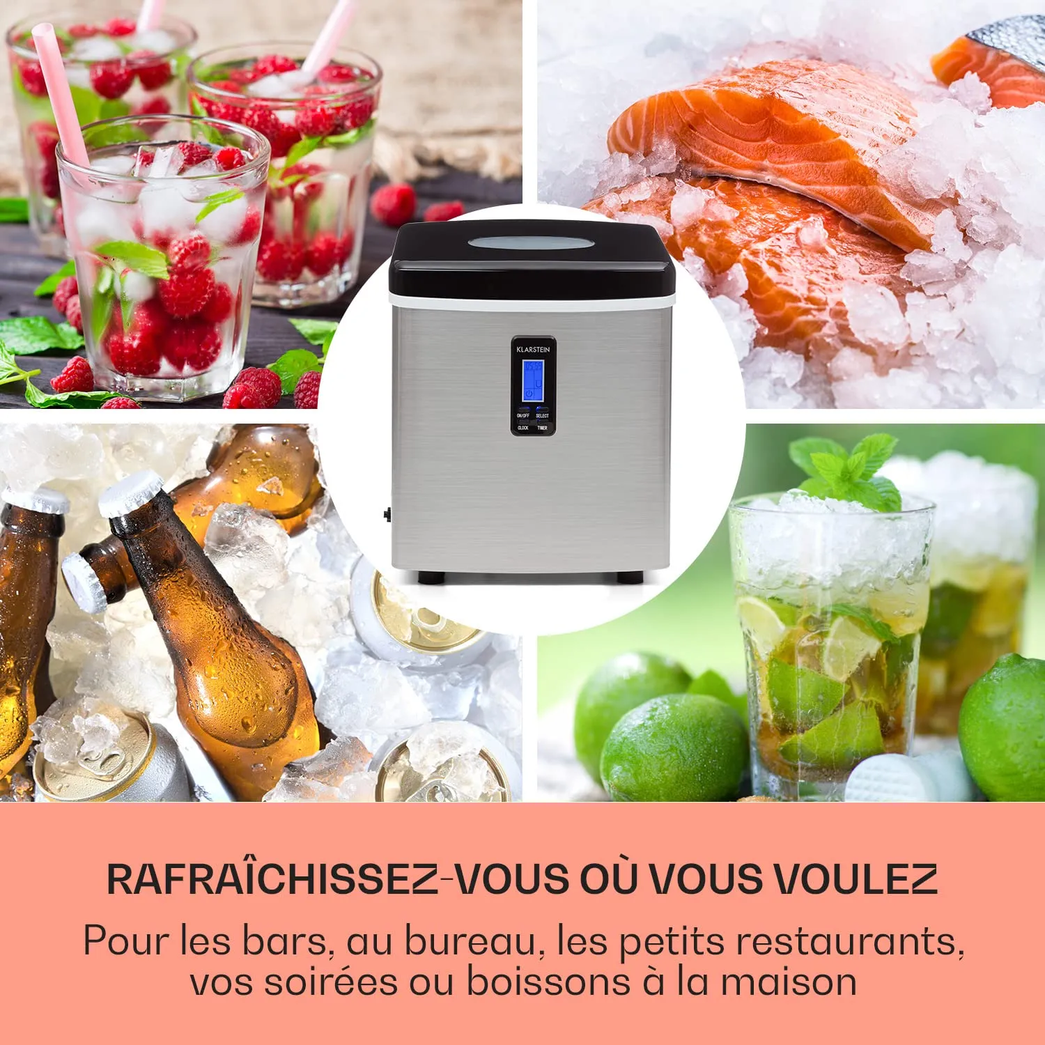 Klarstein Mr Black-Frost machine à glaçons 15 kg noir