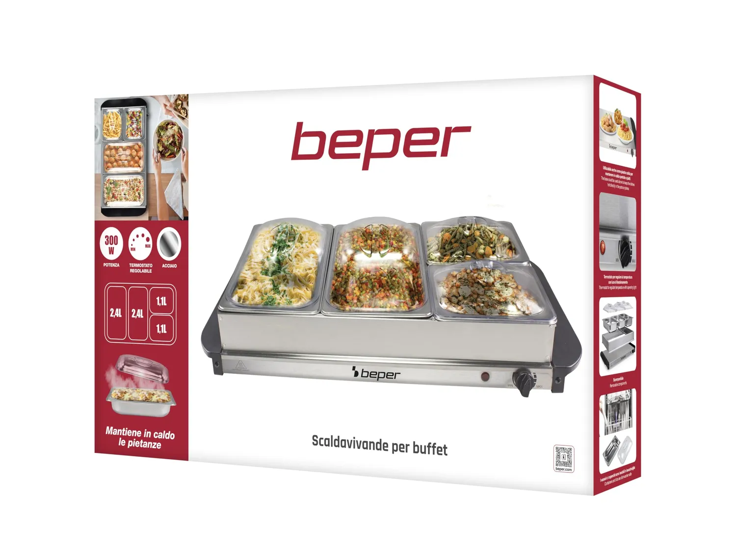 Beper P101TEM002 chauffe-buffet 4 plateaux thermostat réglable