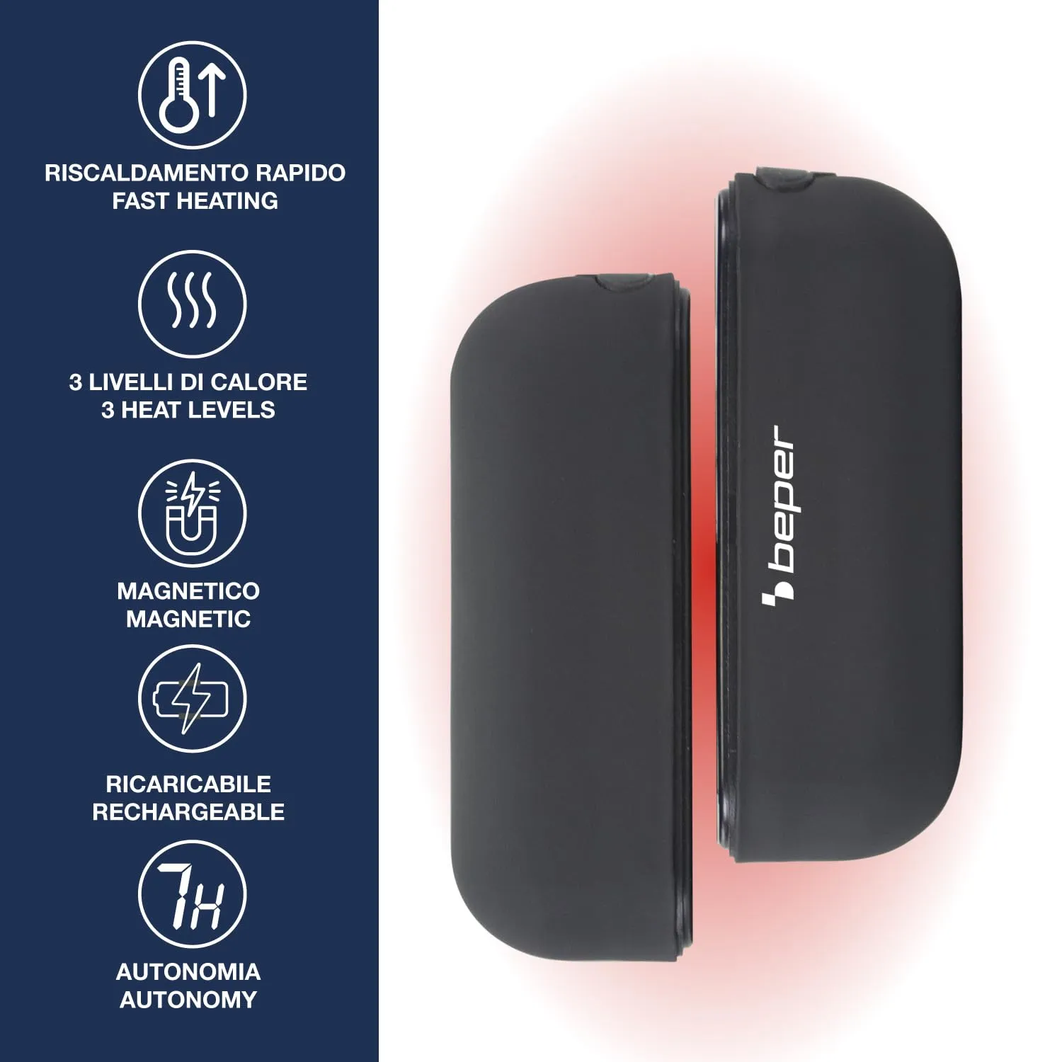 Beper P203TFO050 chauffe-mains rechargeable USB-C 2-en-1 3 niveaux