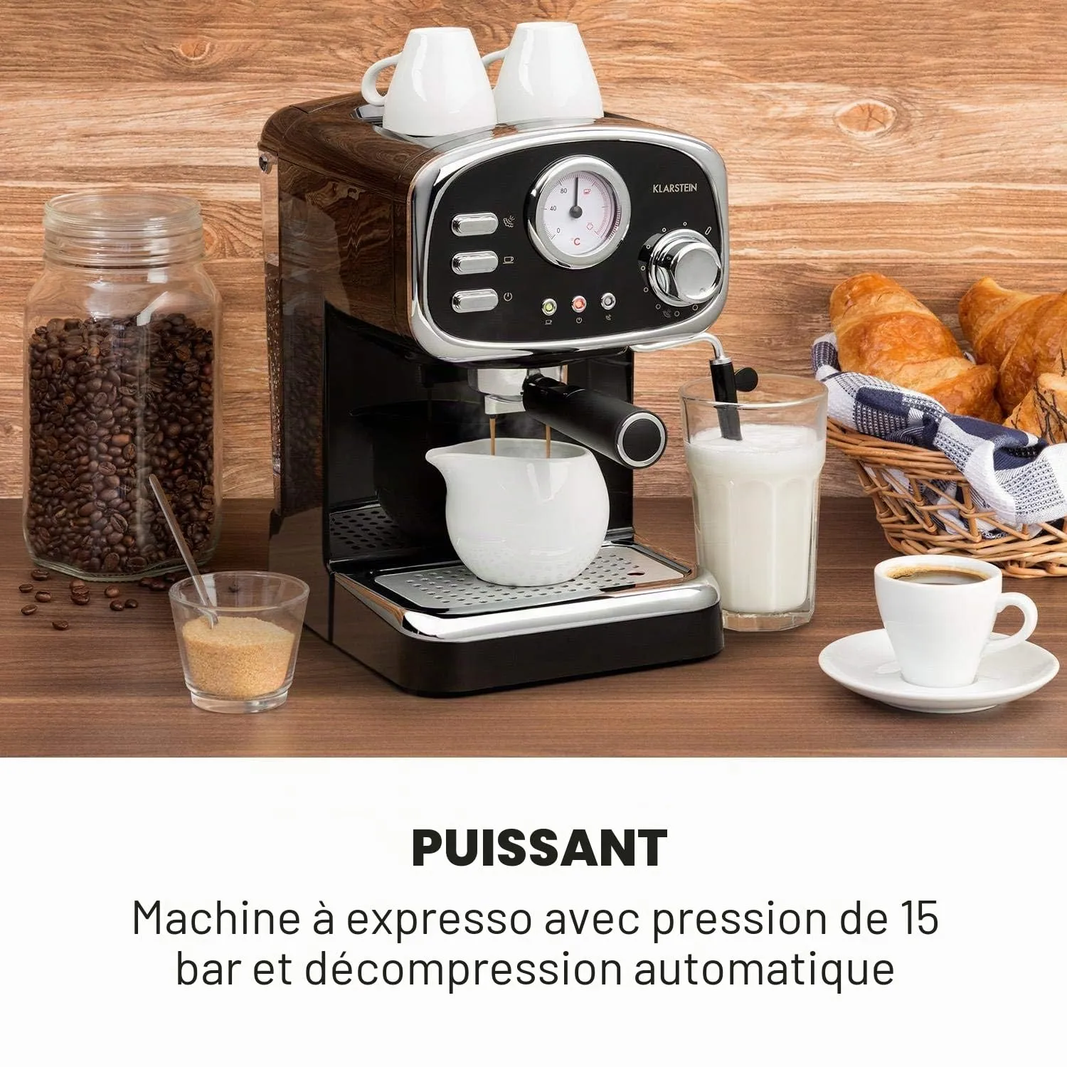Klarstein Espressionata Gusto machine expresso 15 bars noire