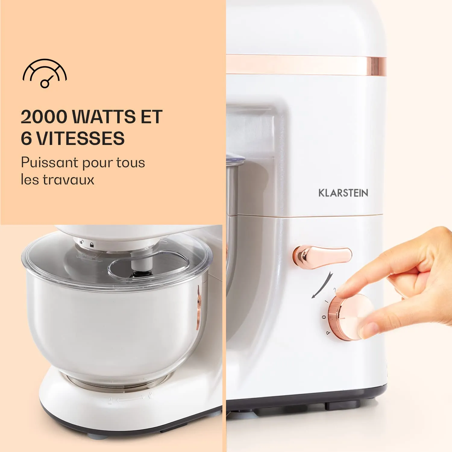 Klarstein robot pâtissier 1300 W bol 5 L blanc pur