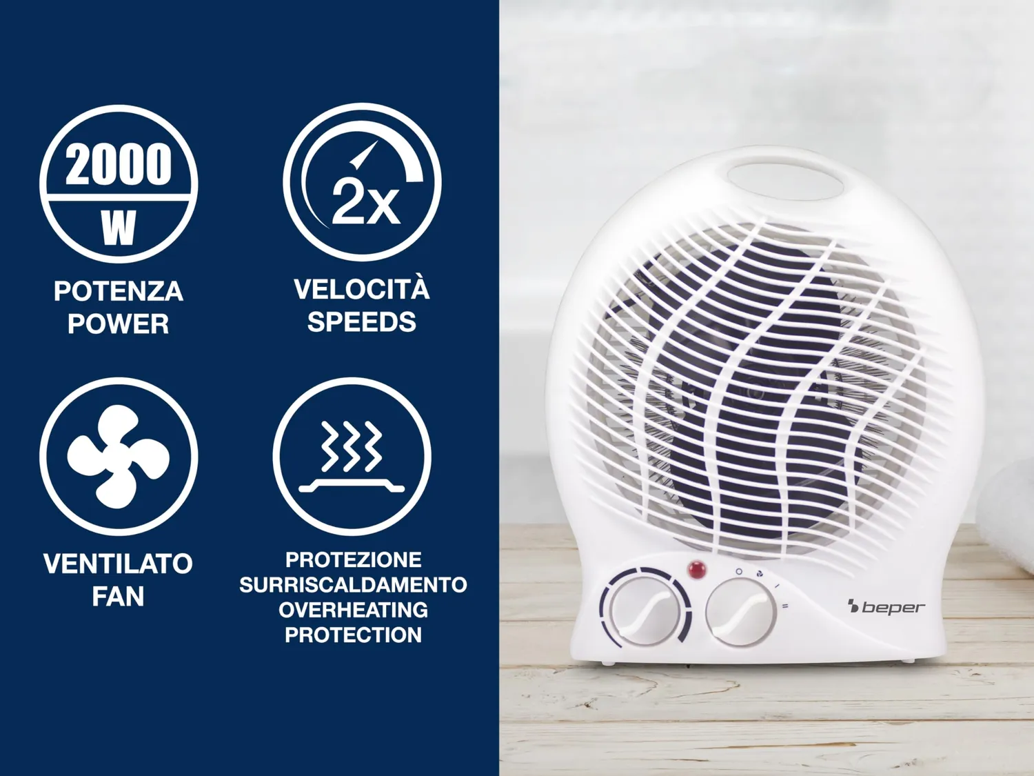 Beper P203TER203 radiateur soufflant 2000W 2 puissances
