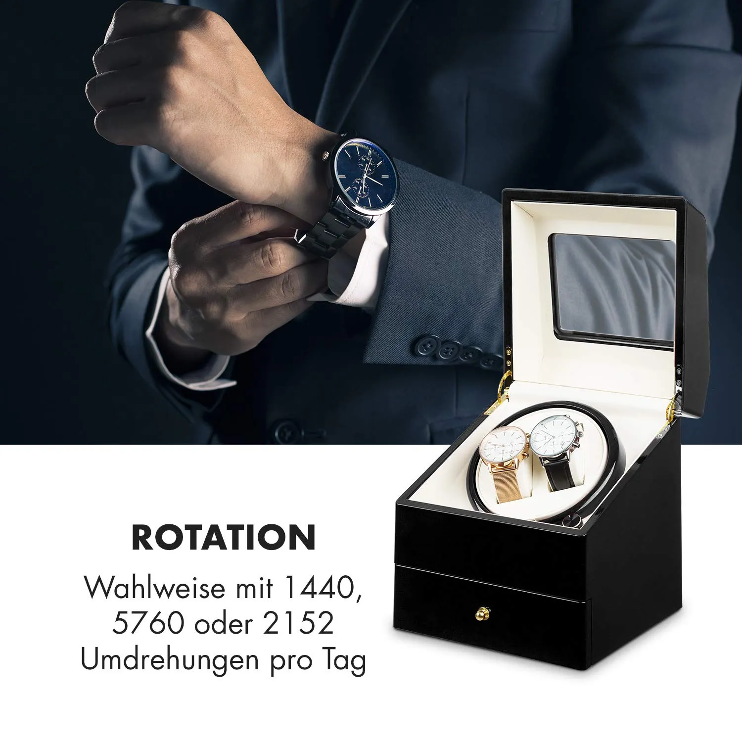 Klarstein Geneva remontoir montre 2 montres automatique noir