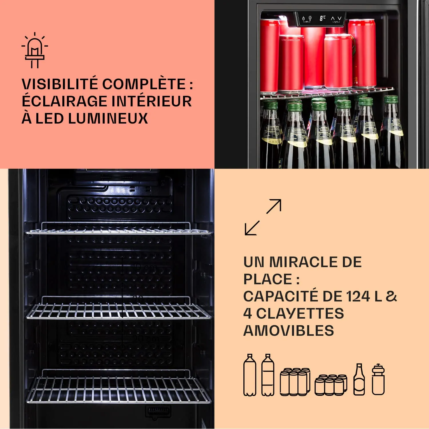 Klarstein Beersafe réfrigérateur boissons 124 L argent-noir vitré