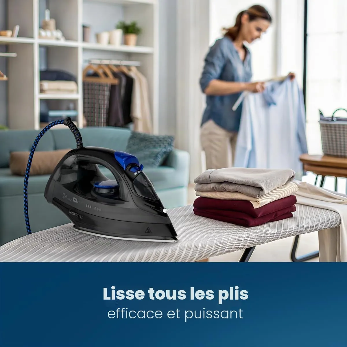 Clatronic DB 3703 fer à repasser vapeur noir bleu