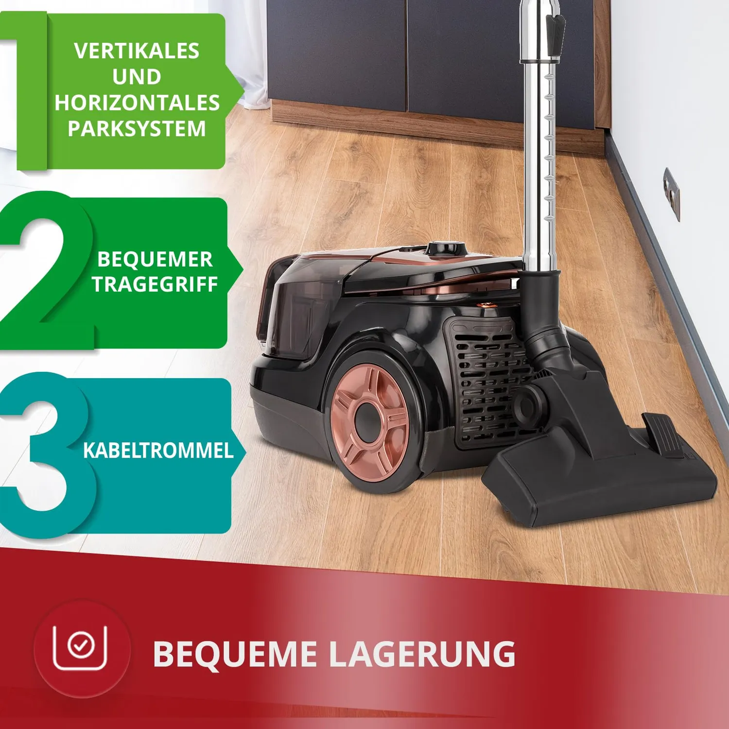 MPM MOD-25 aspirateur sans sac 1,1 L noir/orange cyclonique