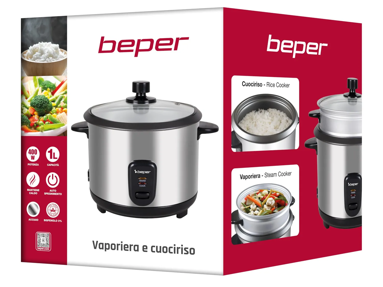 Beper P101VAP001 Rice&Steam cuiseur riz vapeur inox