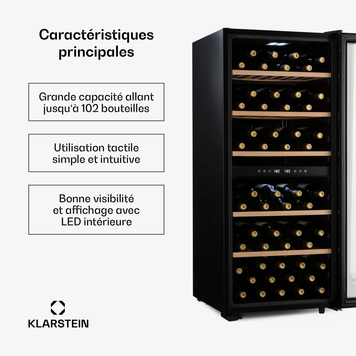 Klarstein cave a vin 102 bouteilles 5-18°C