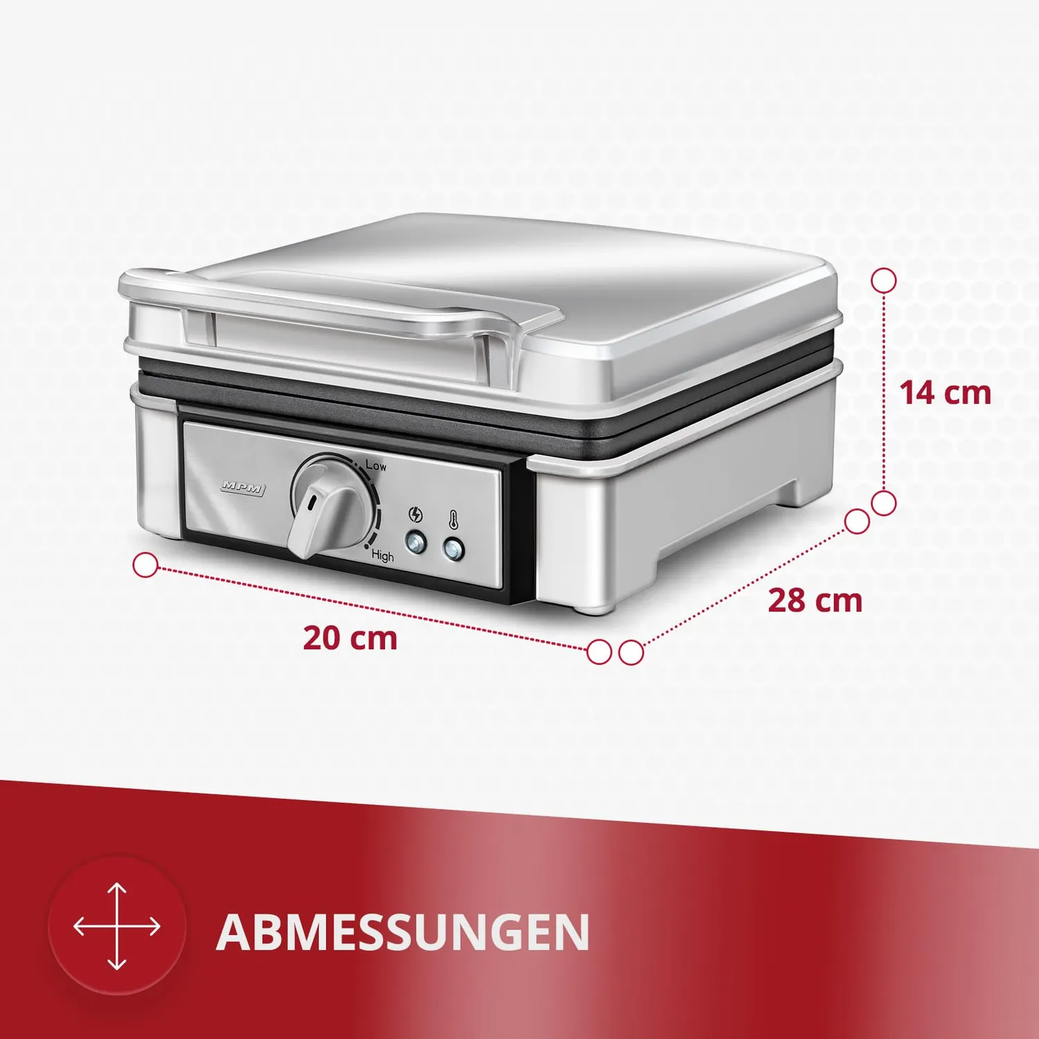 MPM MGO13 gaufrier belge 2 gaufres inox 1400 W réglable