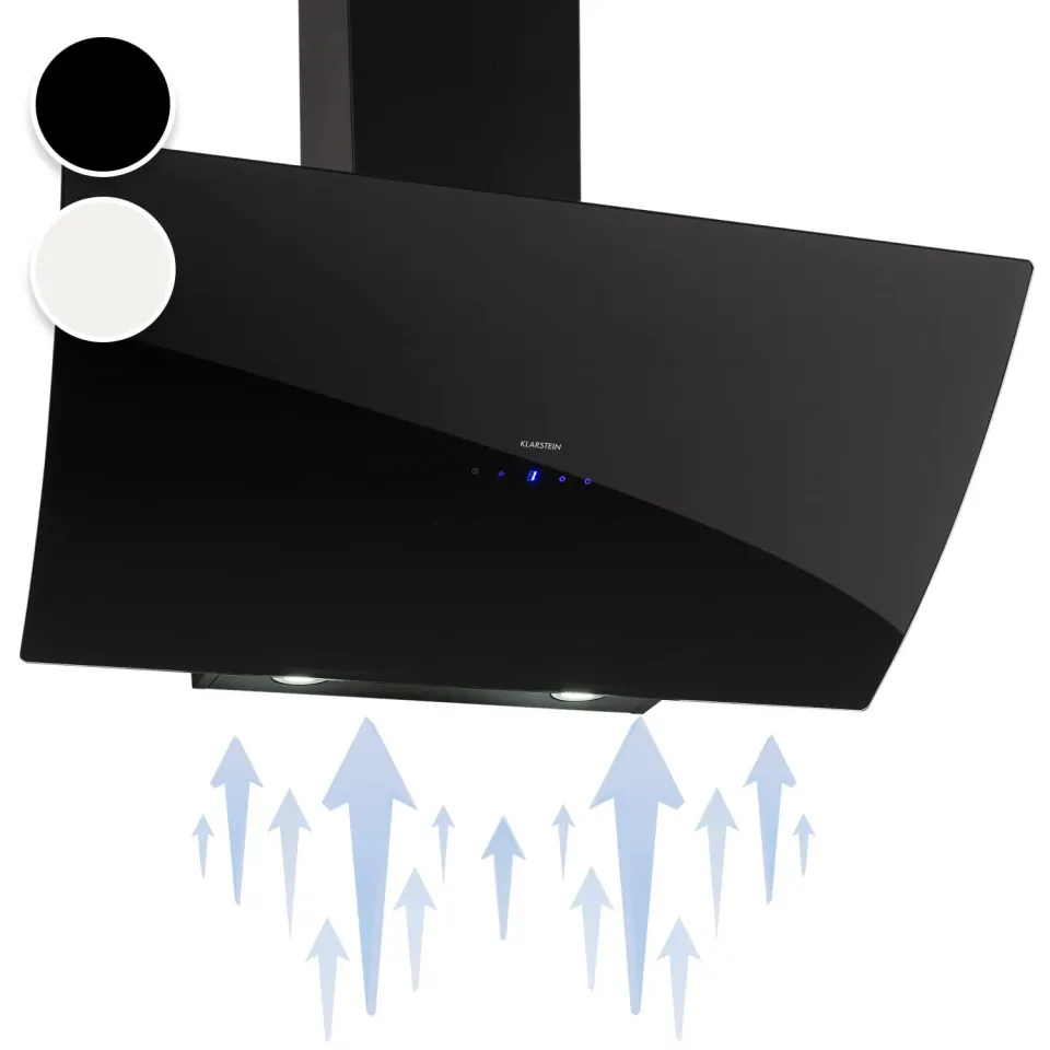Klarstein hotte aspirante inclinée 90cm 641m³/h LED tactile