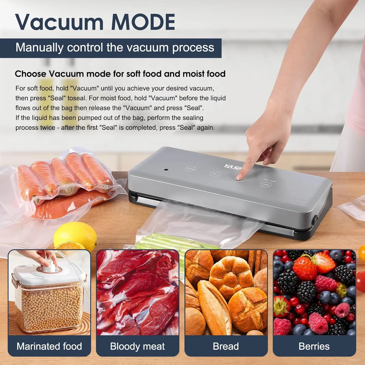YASHE Machine Sous Vide 5 en 1 Modes Sec Humide