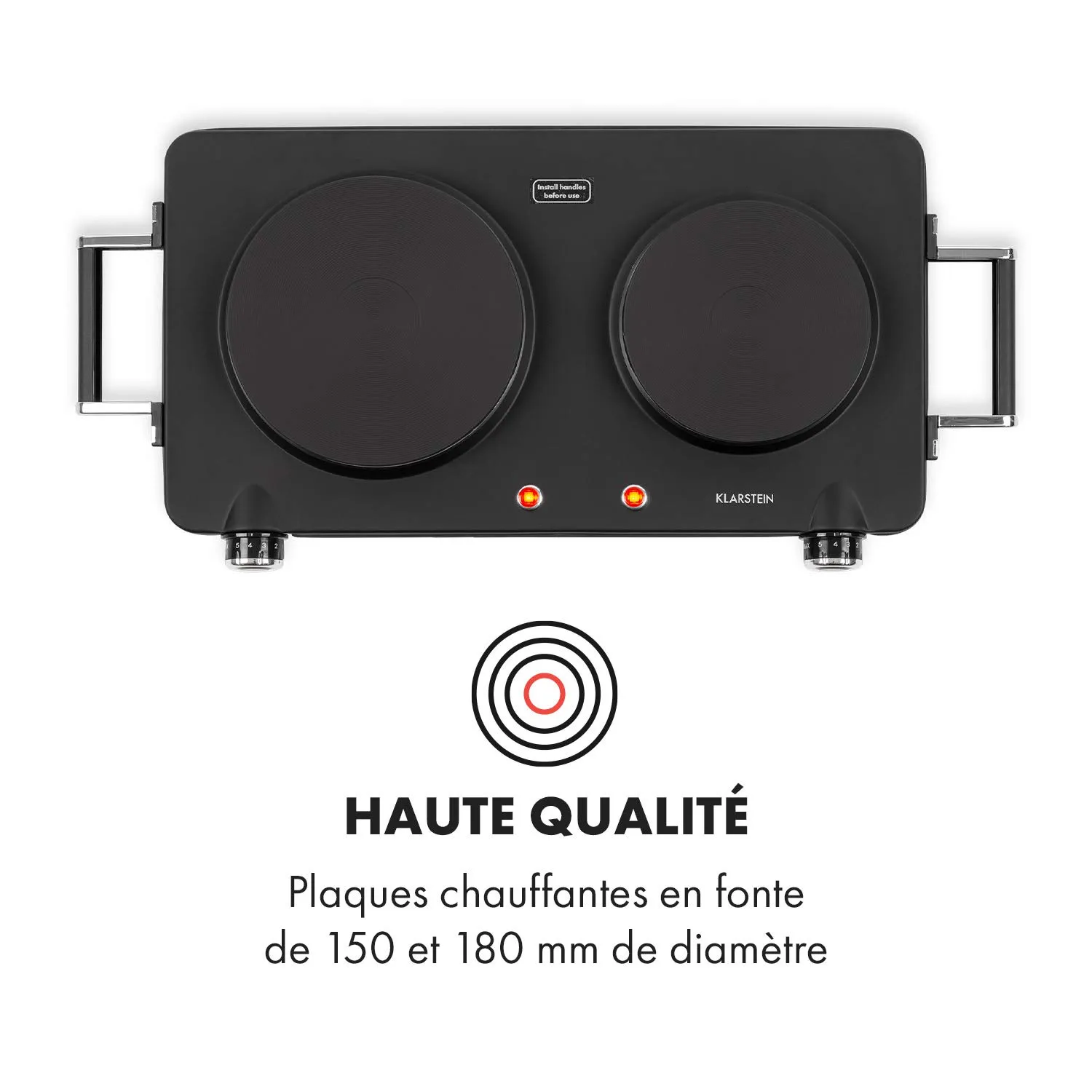 Klarstein Cookorama double plaque cuisson 2250W noire fonte