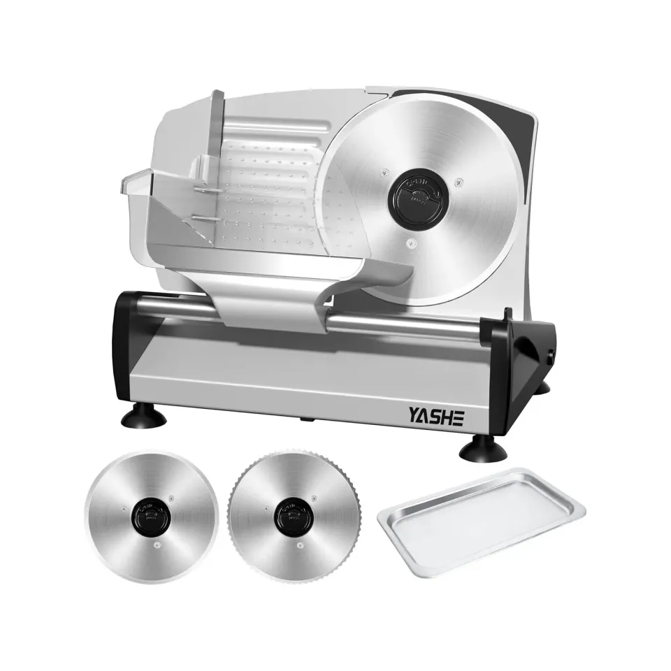 YASHE Trancheuse Électrique 200W 2 Lames 0-15 mm Inox