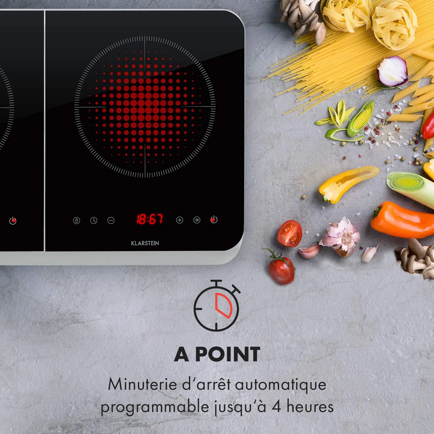 Klarstein InnoChef double plaque induction argent 3400W