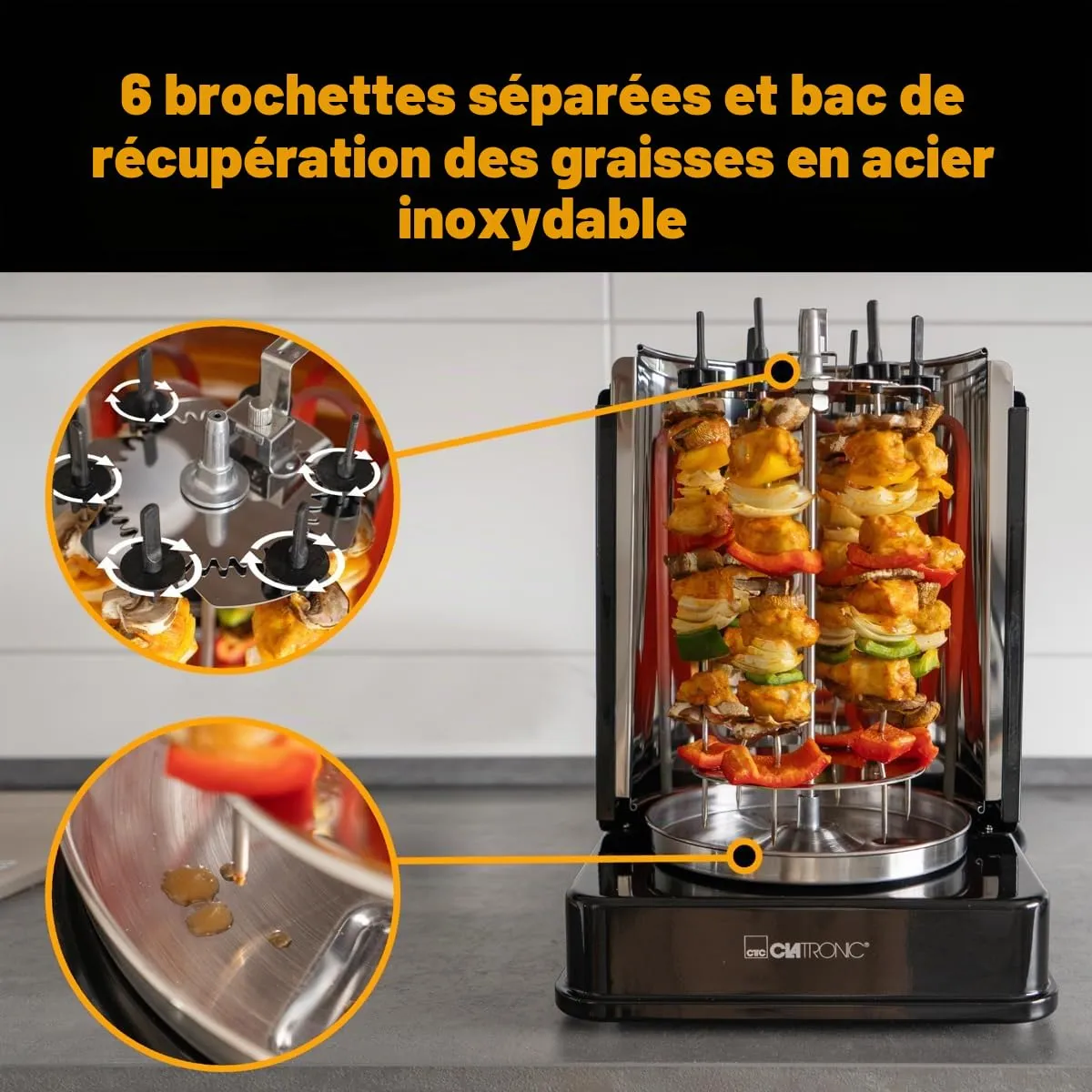 Clatronic DVG 3686 grill vertical kebab 1400 W