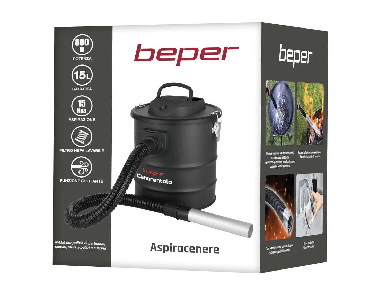 Beper P202ASP250 aspirateur à cendres 15 L souffleur HEPA