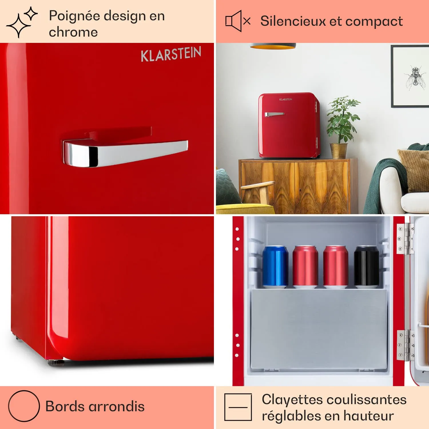 Klarstein mini-frigo silencieux 32L avec congélateur 5L