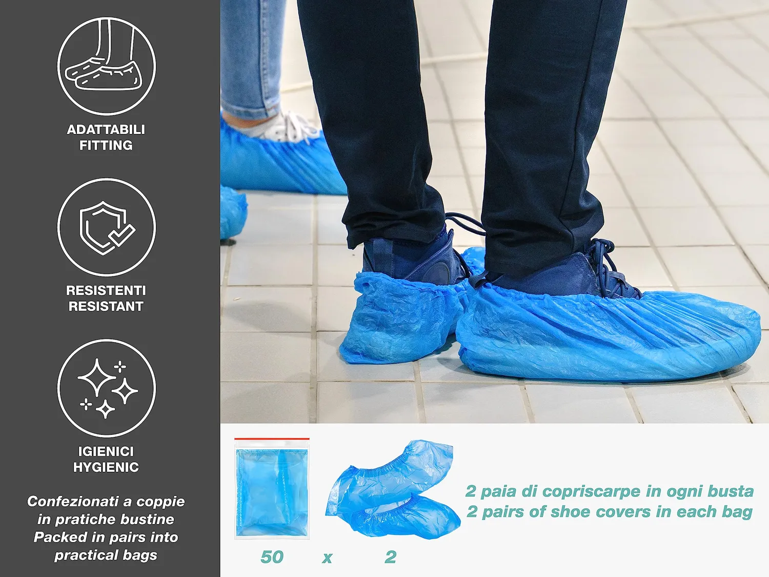 Beper C206UTI006 couvre-chaussures jetables bleus x100